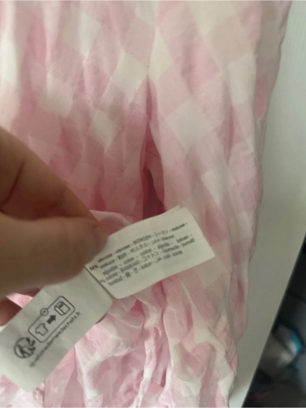 Zara Pink Gingham Button-Down Cotton Crinkle Plaid Shirt Large - Picture 5 of 5
